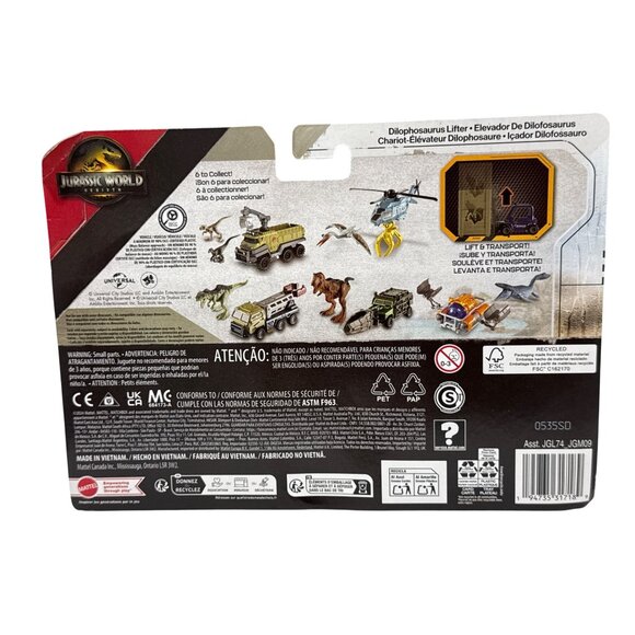 Jurassic World Matchbox Dilophosaurus Lifter Toy Set Includes Dino Figure & Acce - Picture 4 of 5